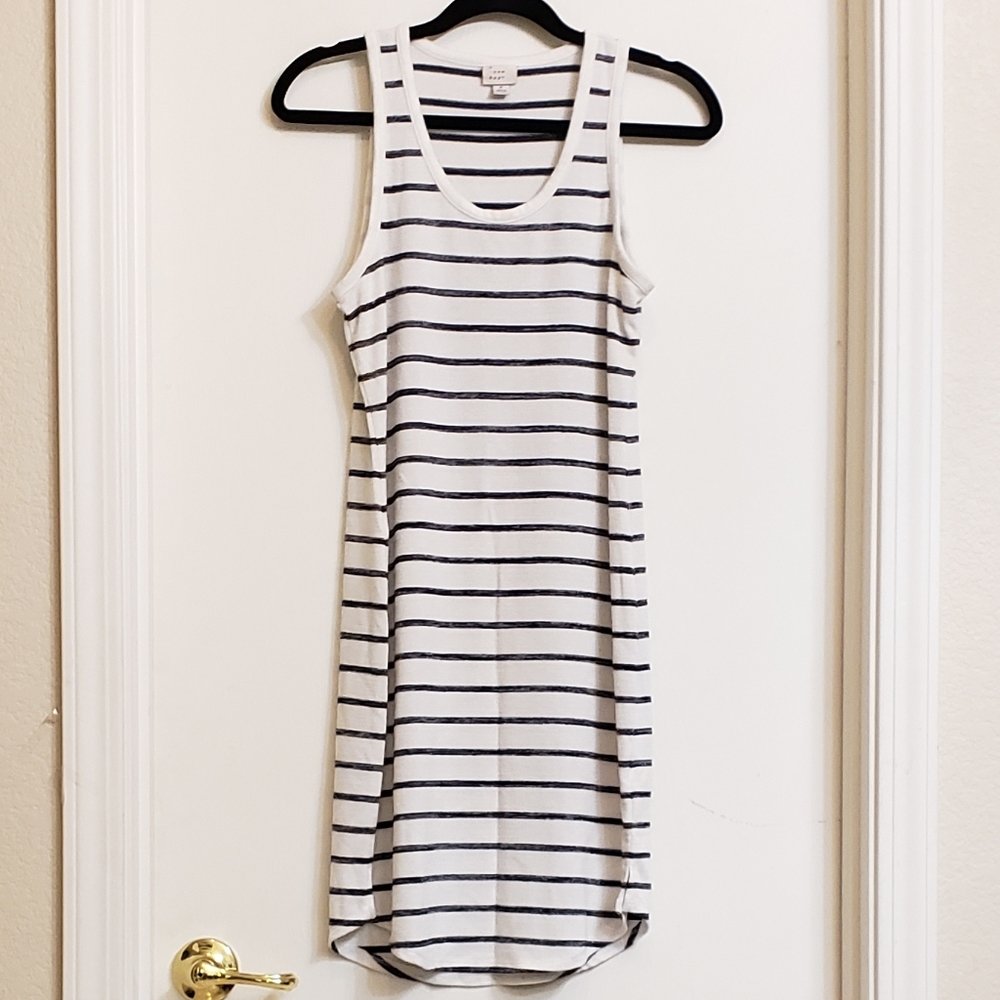 Black and white striped casual dress